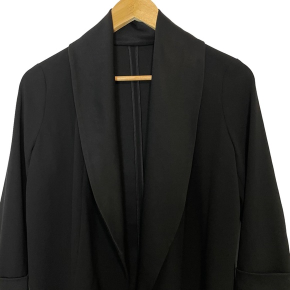 Aritzia Wilfred Blazer Jacket Chevalier Black Open Front Crepe Size 8 - Picture 10 of 15